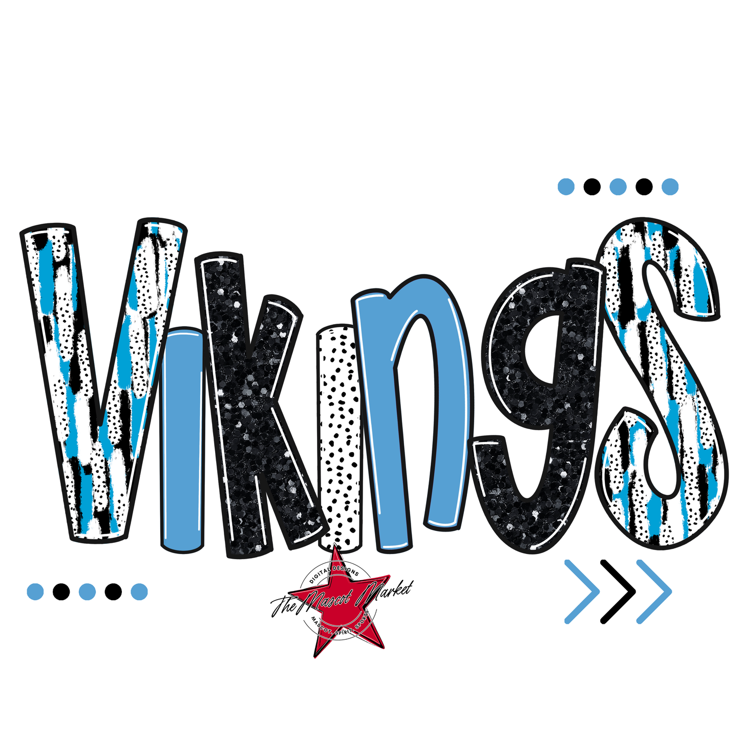 Vikings Brushstroke Alpha w Arrows-Carolina Blue