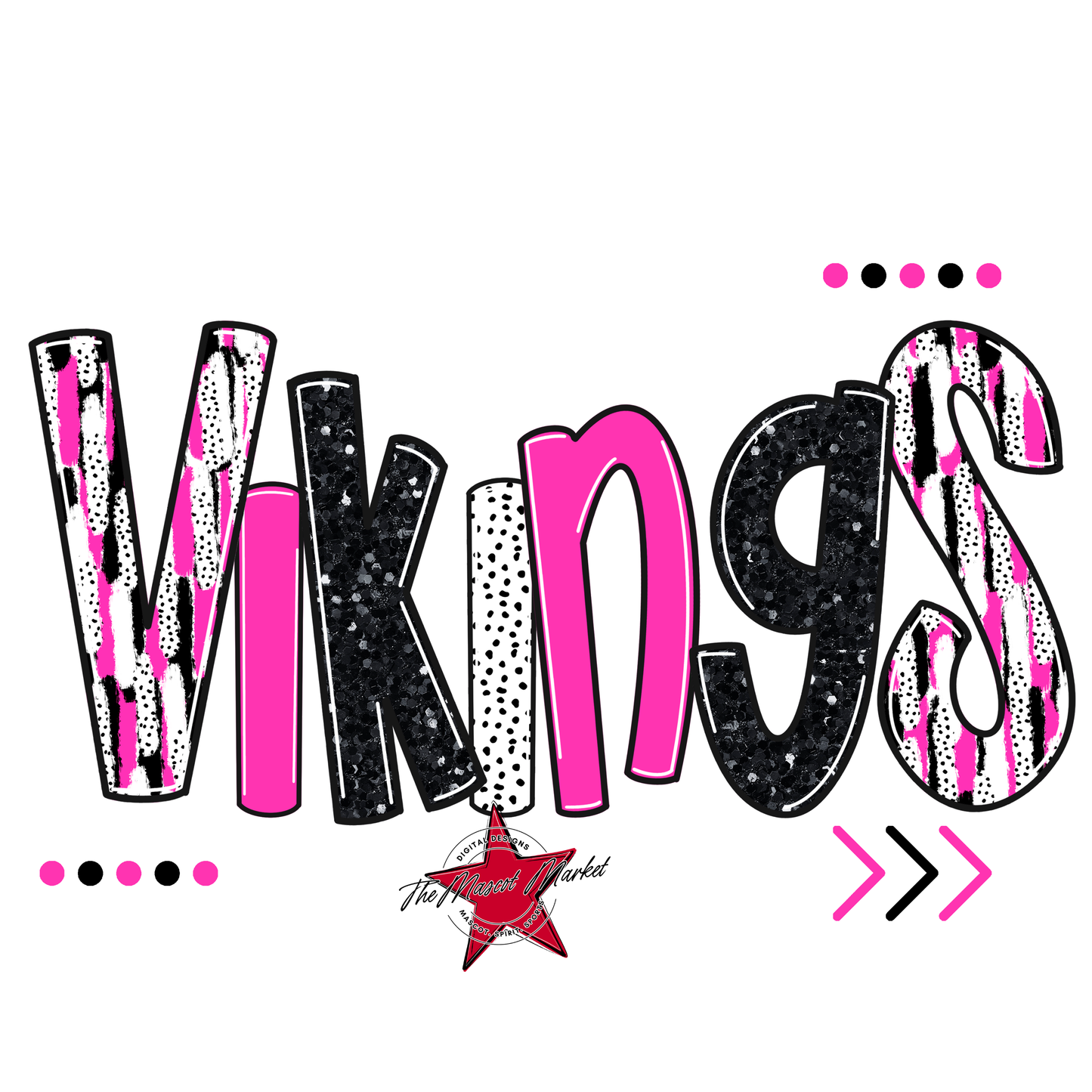 Vikings Brushstroke Alpha w Arrows-Pink