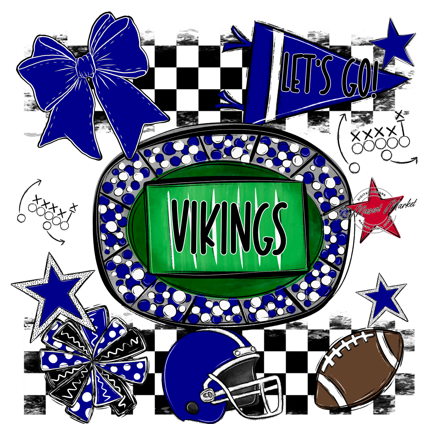 Vikings Checkers Spirit Design-Blue