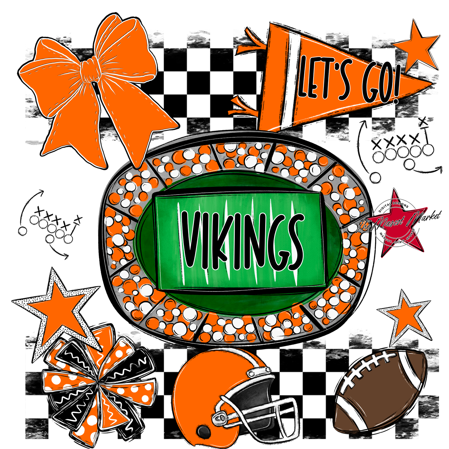 Vikings Checkers Spirit Design-Orange