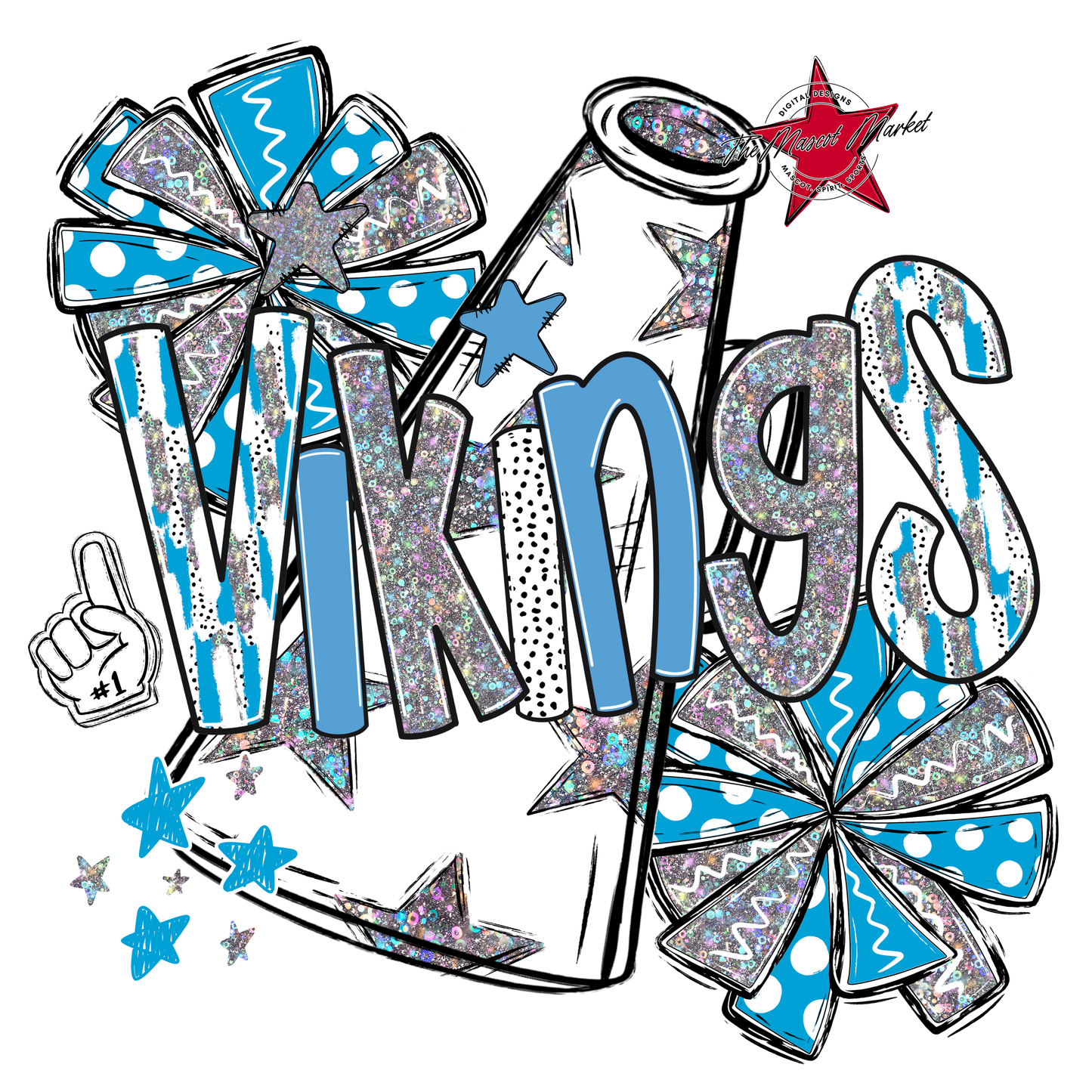 Vikings Cheer Megaphone Scrape-Carolina Blue