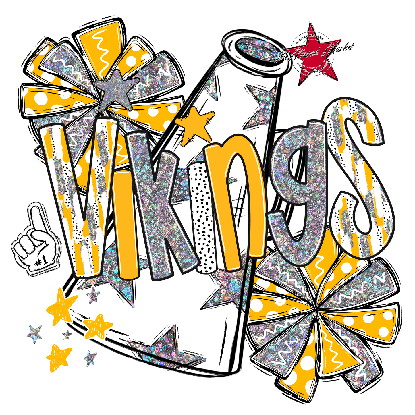 Vikings Cheer Megaphone Scrape-Yellow