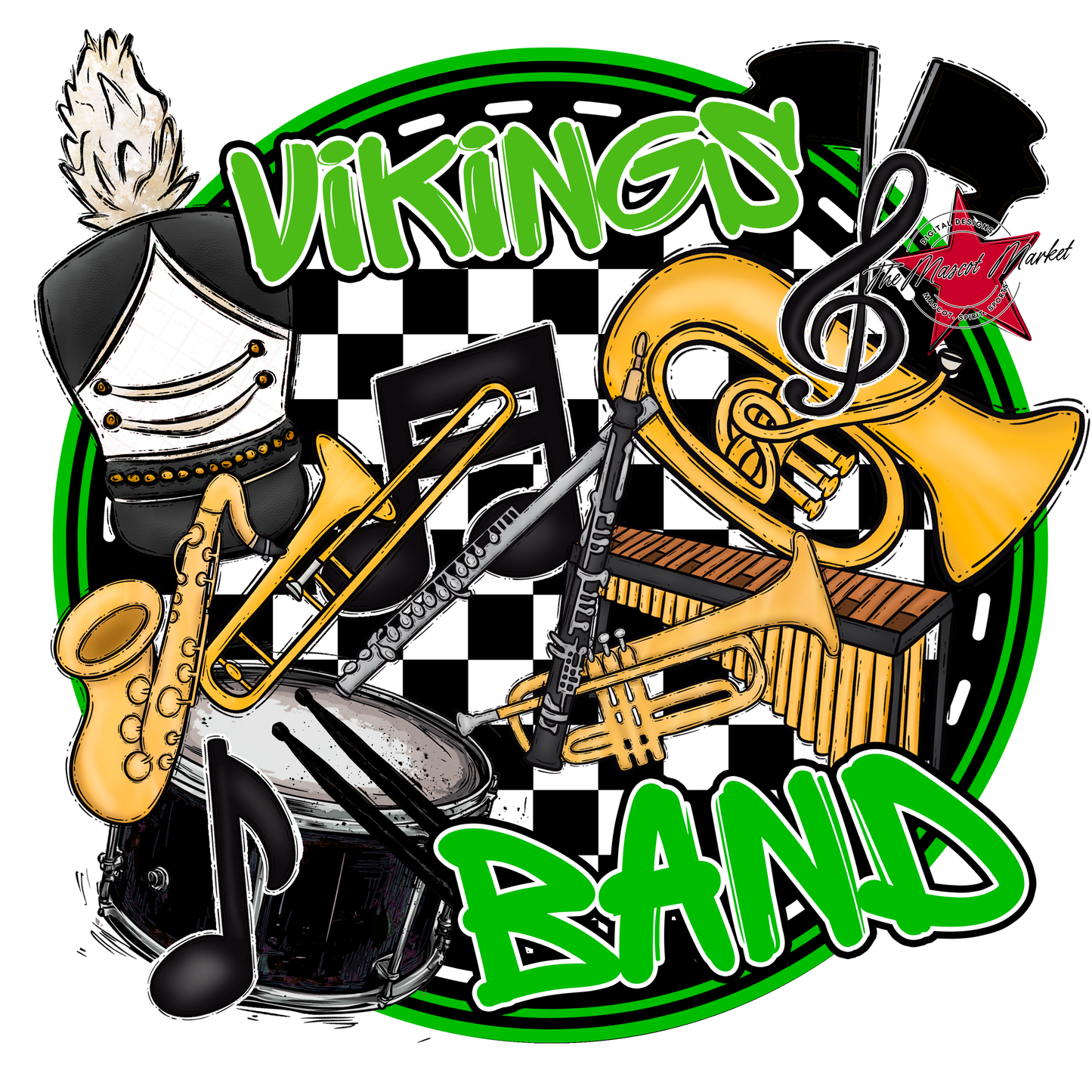 Vikings Circle Band Design-Bright Green