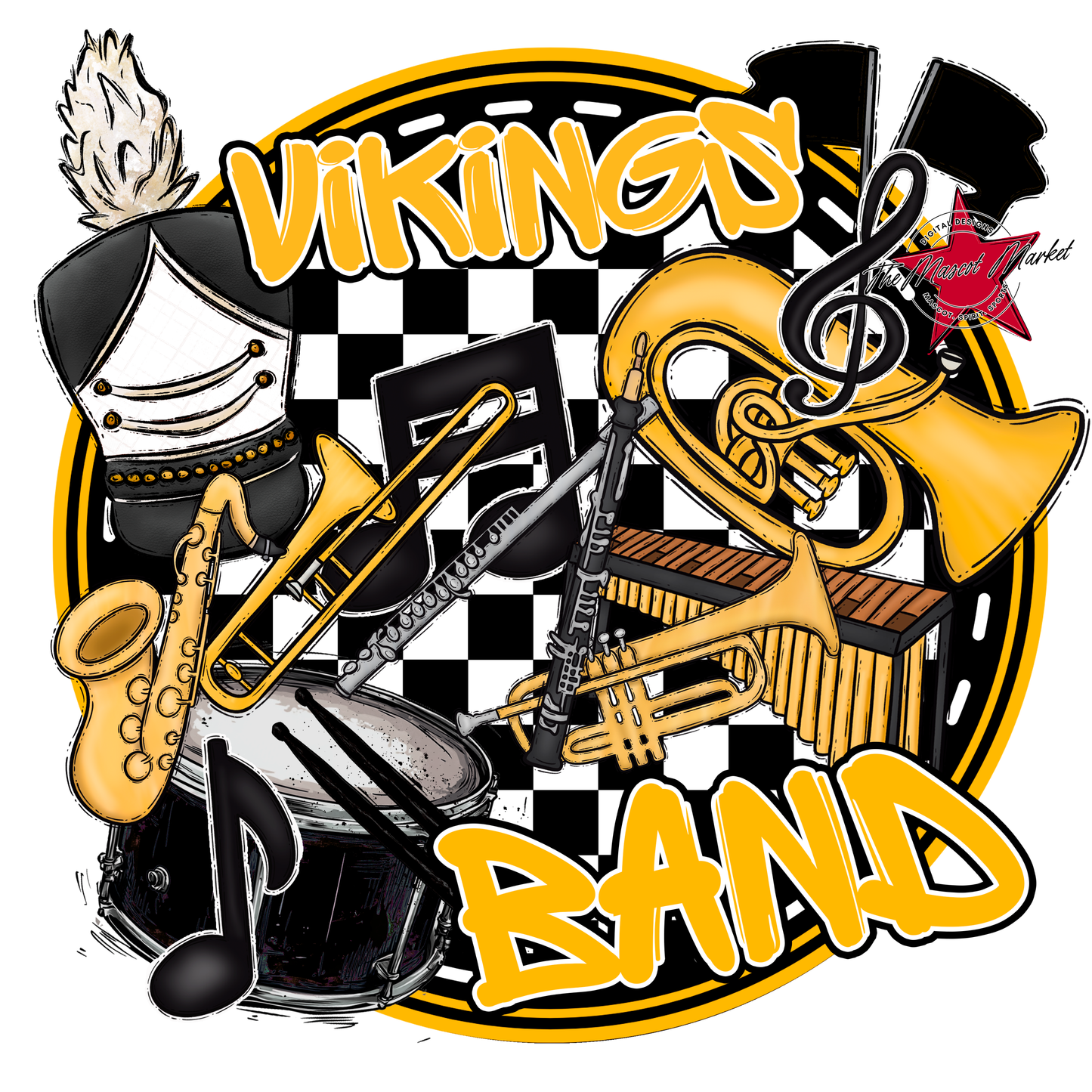Vikings Circle Band Design-Yellow
