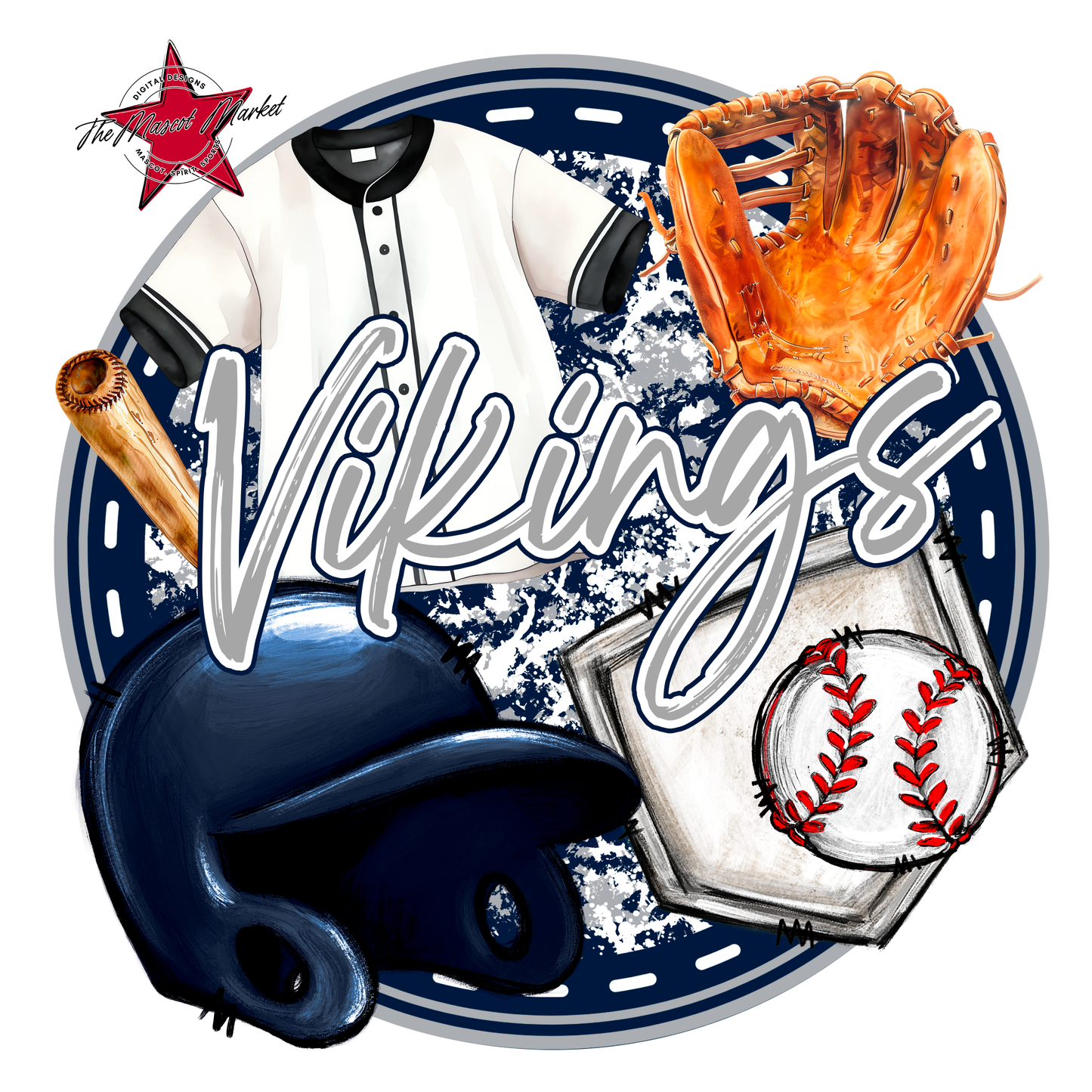 Vikings Circle Baseball Design-Navy-Grey