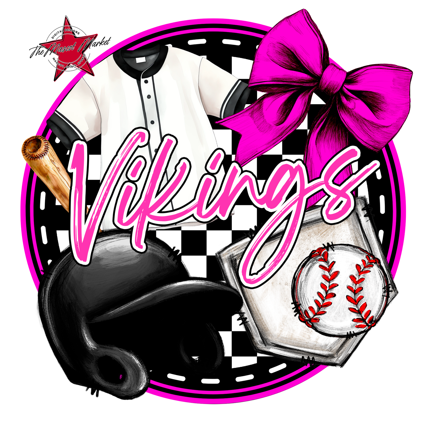 Vikings Circle Baseball Design-Pink