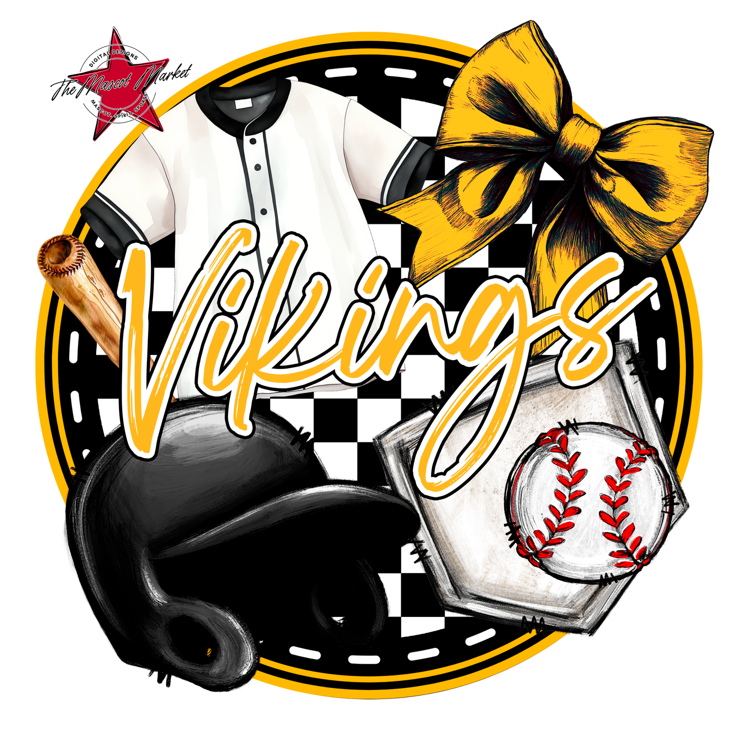 Vikings Circle Baseball Design-Yellow