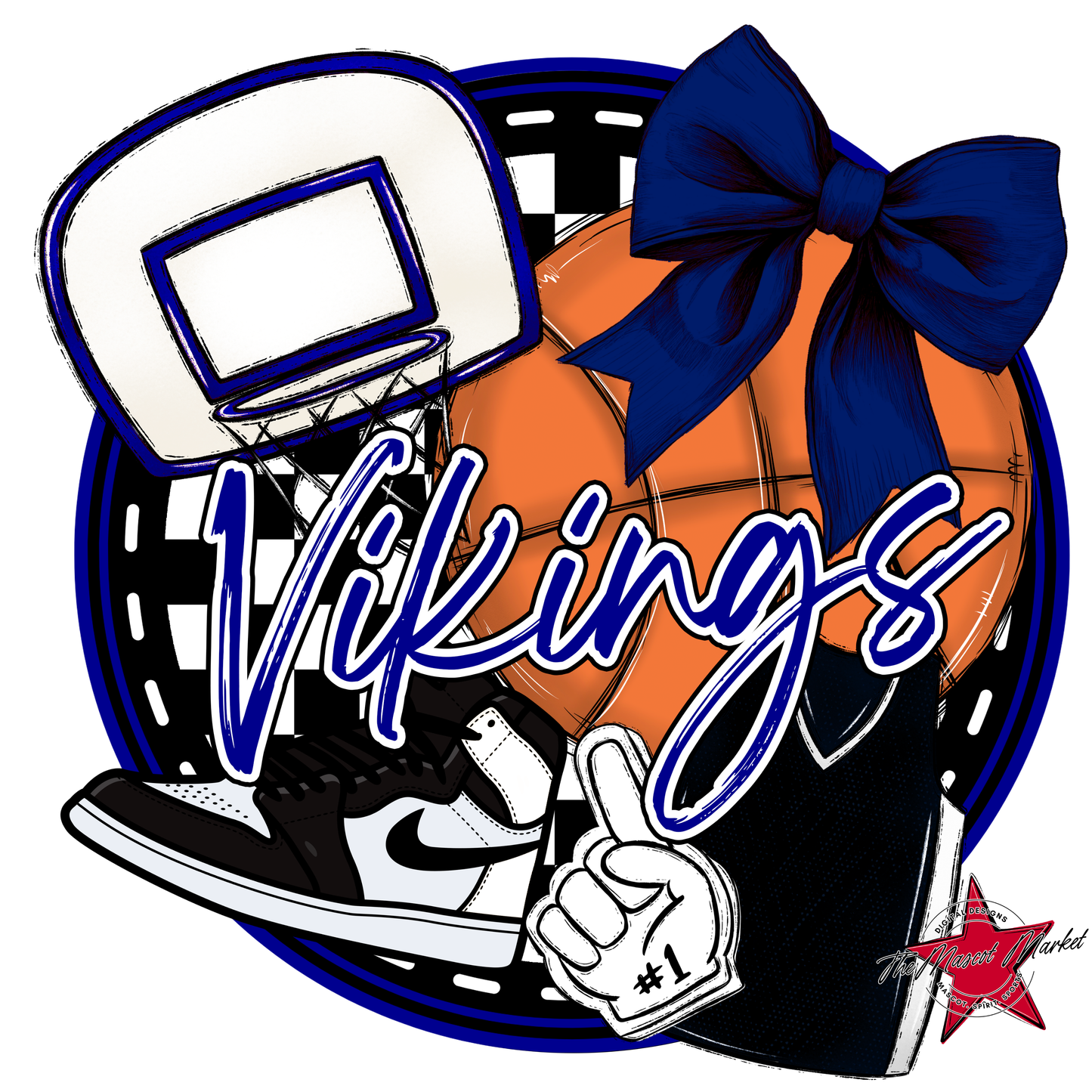 Vikings Circle Basketball Design-Blue