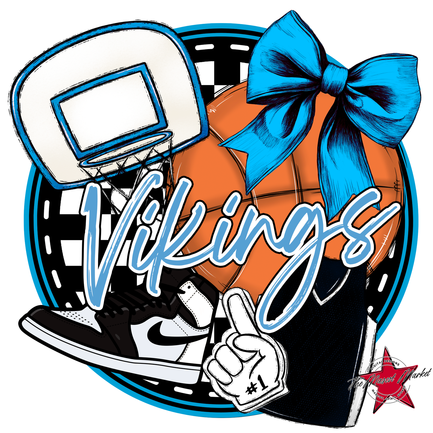 Vikings Circle Basketball Design-Carolina Blue