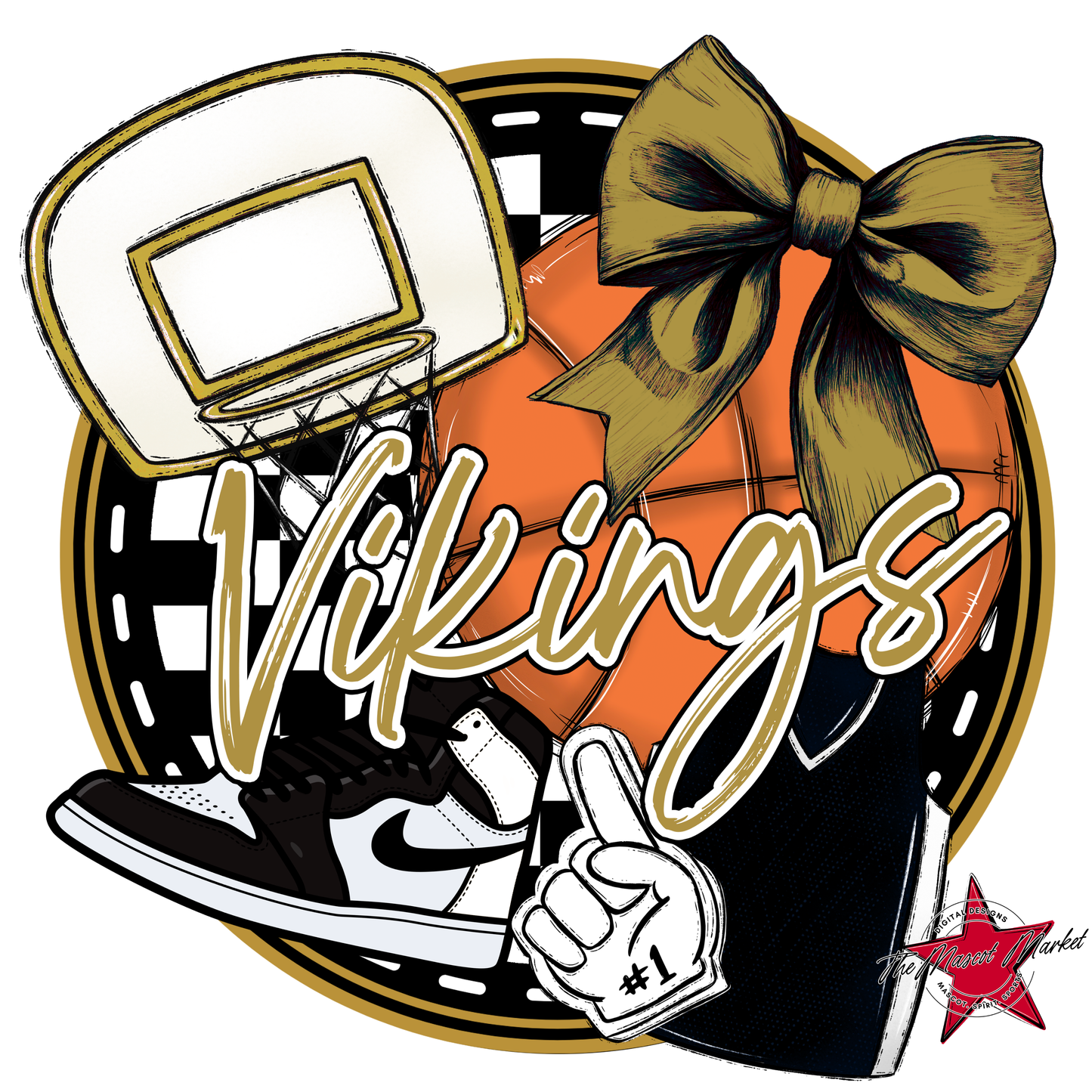 Vikings Circle Basketball Design-Gold