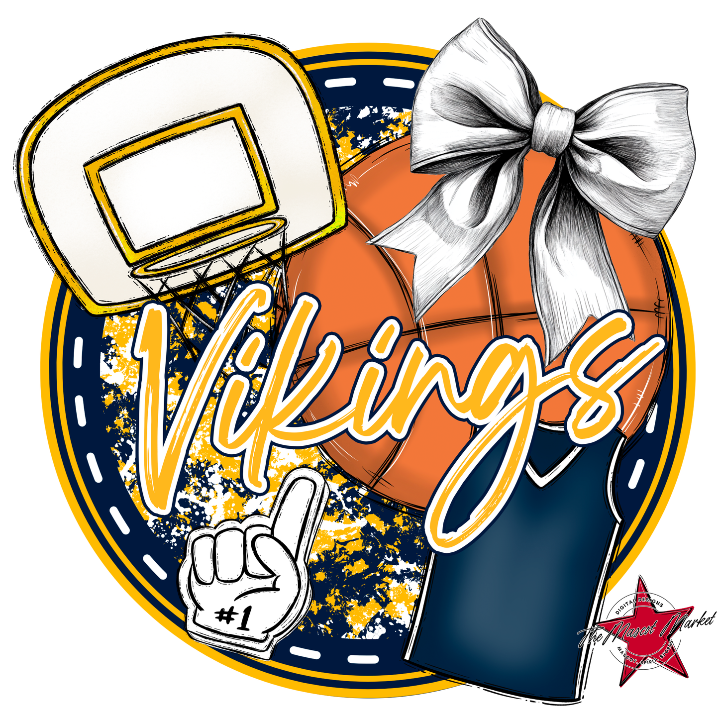 Vikings Circle Basketball Design-Navy-Yellow