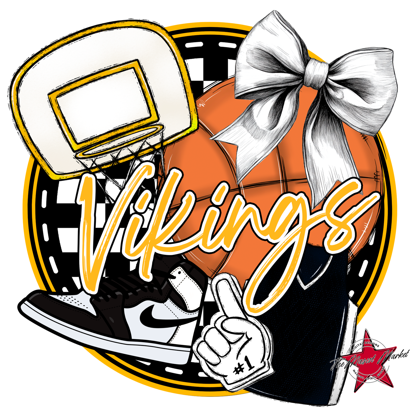Vikings Circle Basketball Design-Yellow