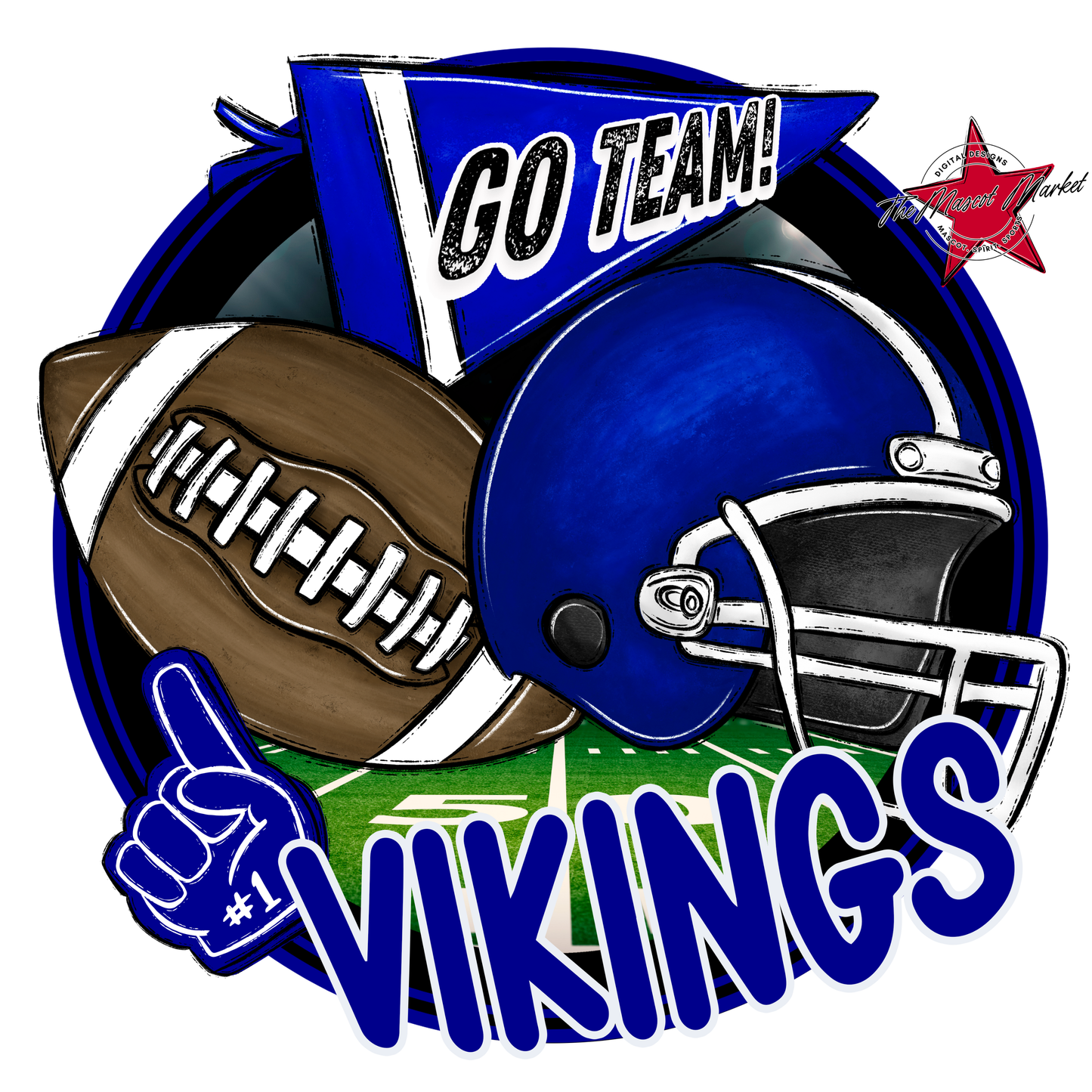 Vikings Circle Football Design-Blue