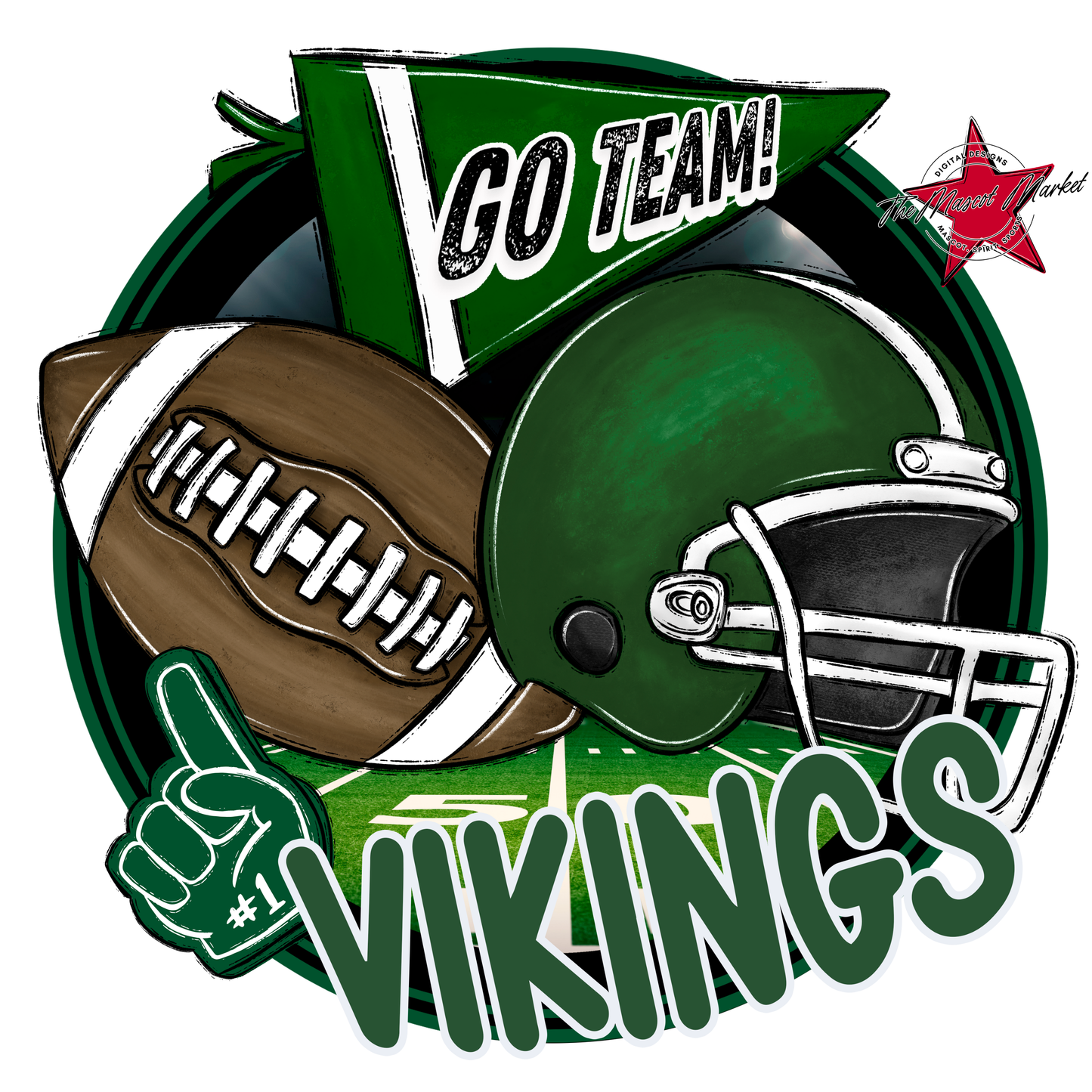 Vikings Circle Football Design-Green
