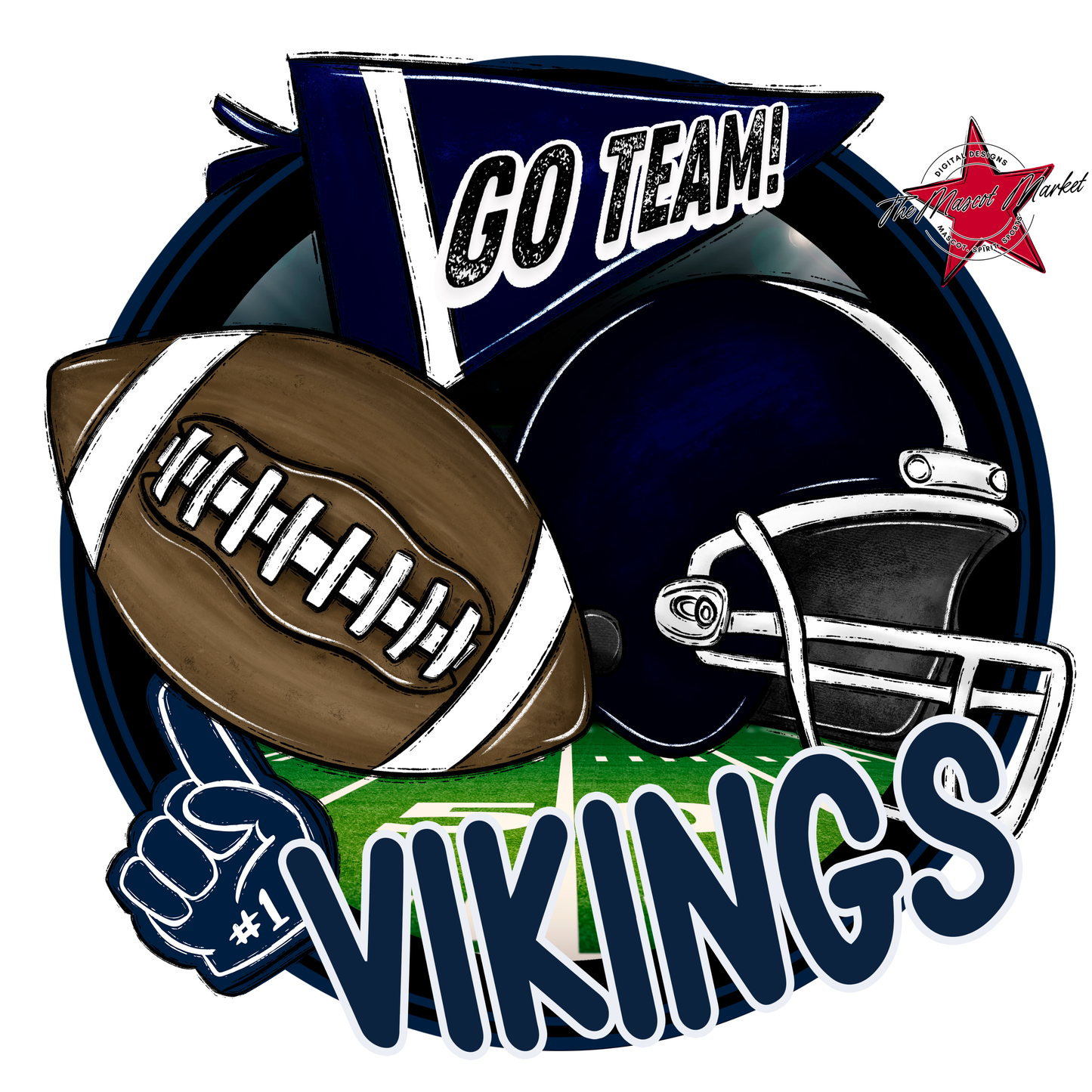 Vikings Circle Football Design-Navy
