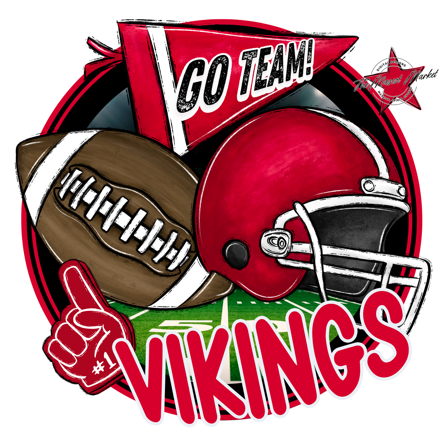 Vikings Circle Football Design-Red