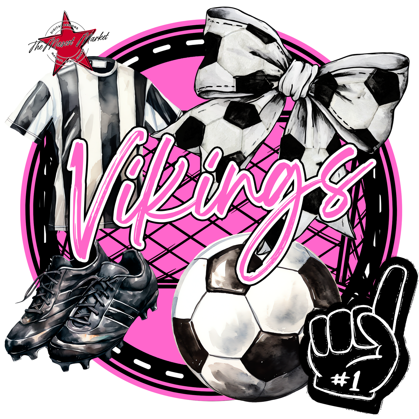 Vikings Circle Soccer Design-Baby Pink
