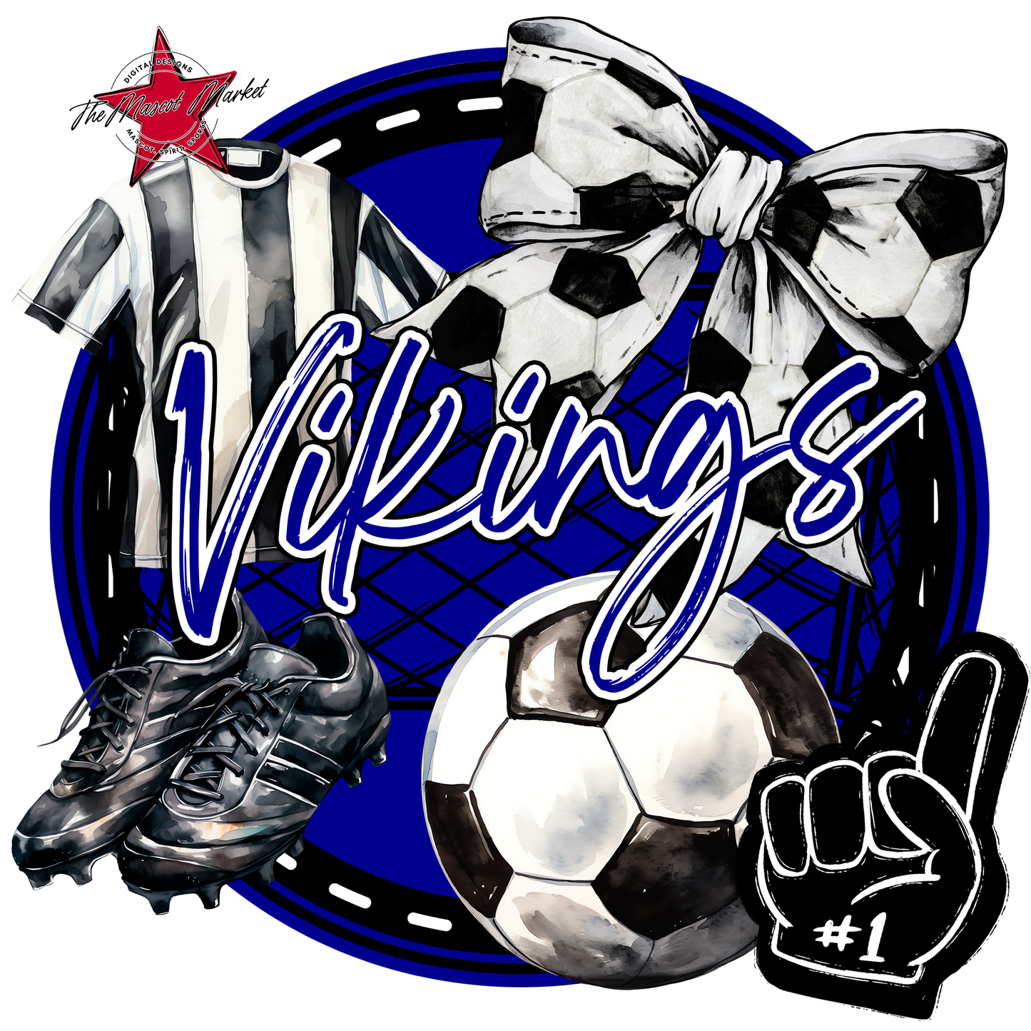 Vikings Circle Soccer Design-Blue