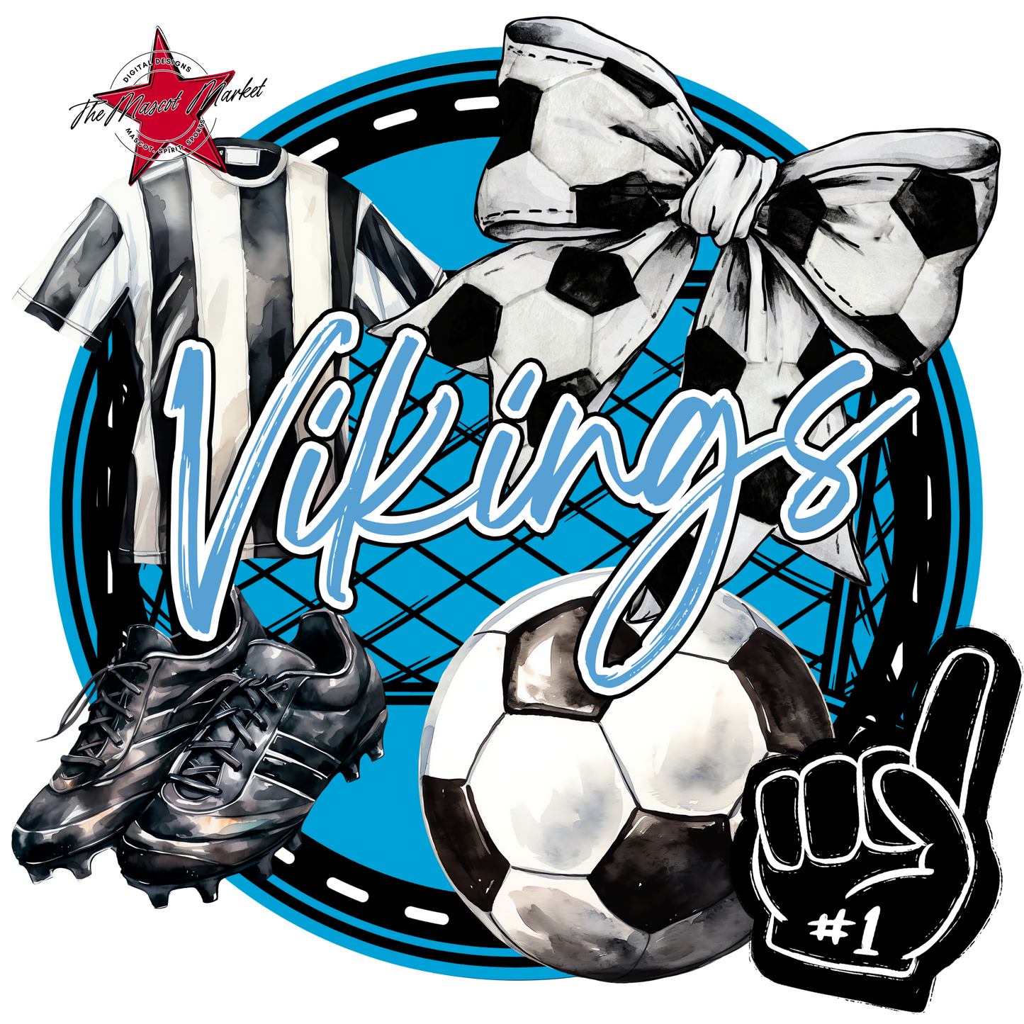 Vikings Circle Soccer Design-Carolina Blue
