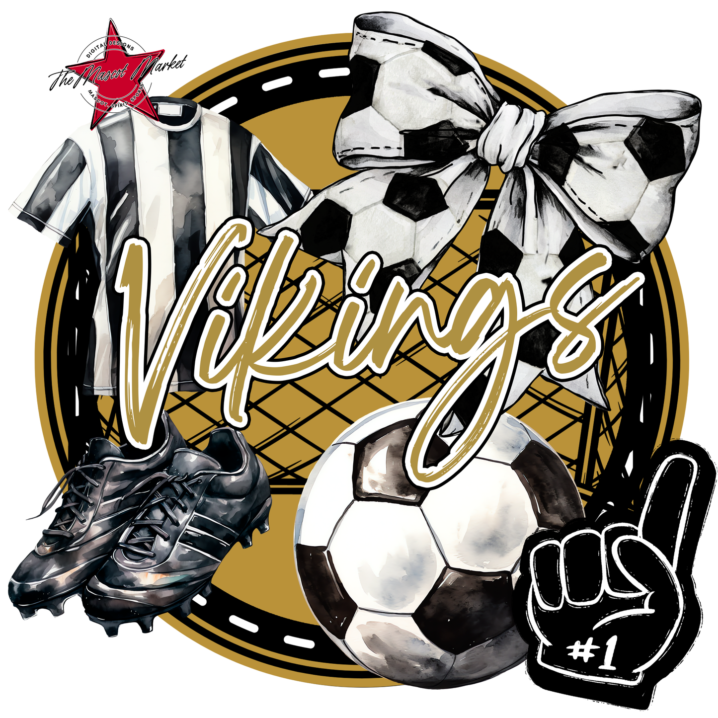 Vikings Circle Soccer Design-Gold