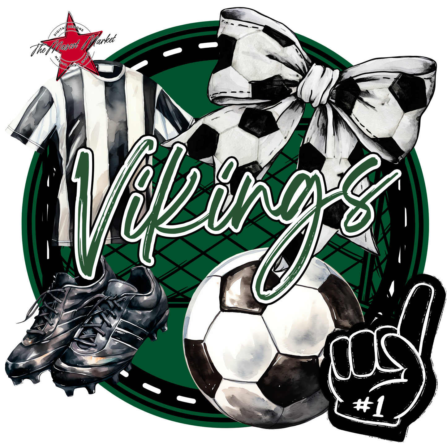 Vikings Circle Soccer Design-Green