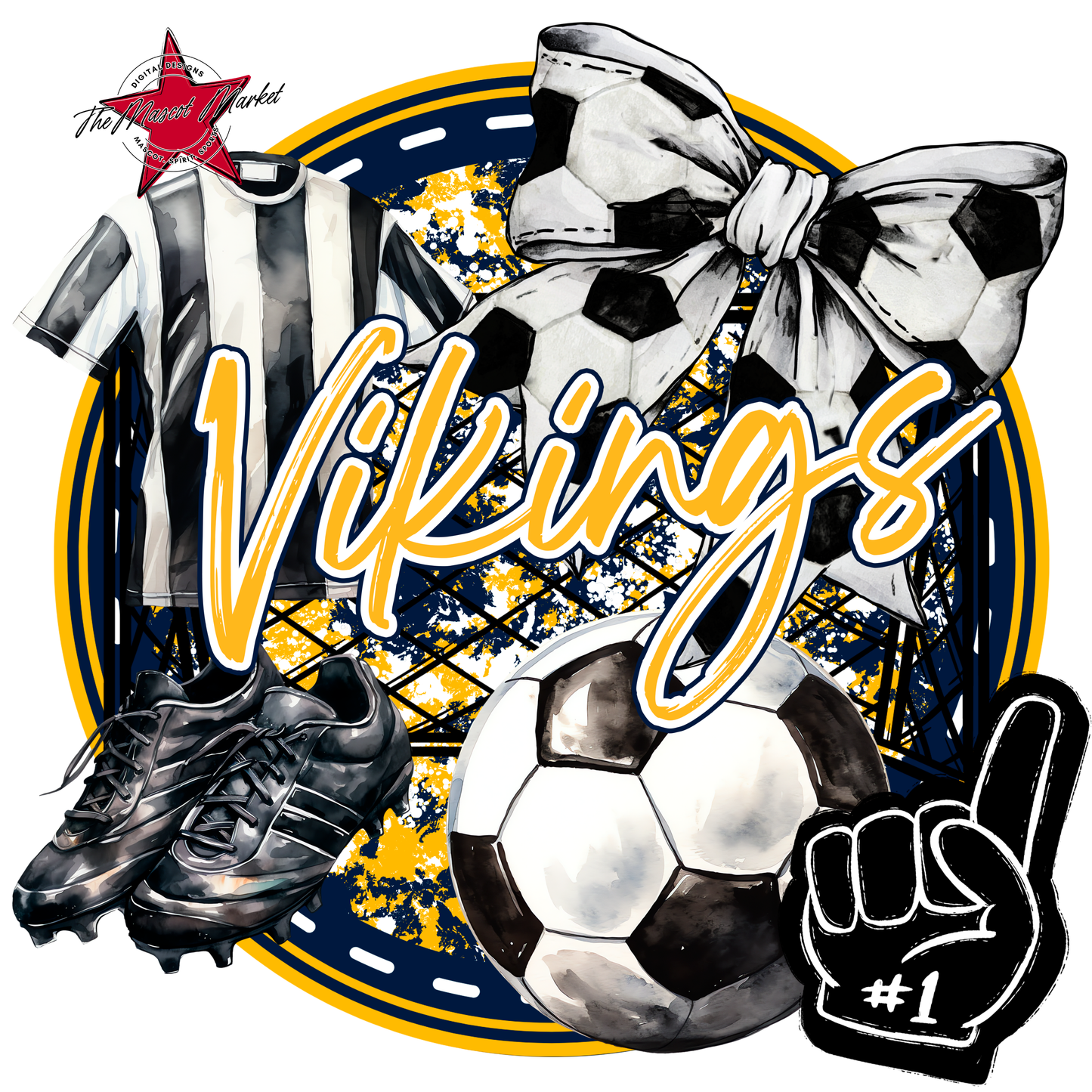 Vikings Circle Soccer Design-Navy-Yellow