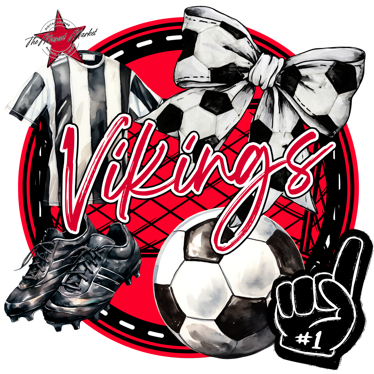 Vikings Circle Soccer Design-Red