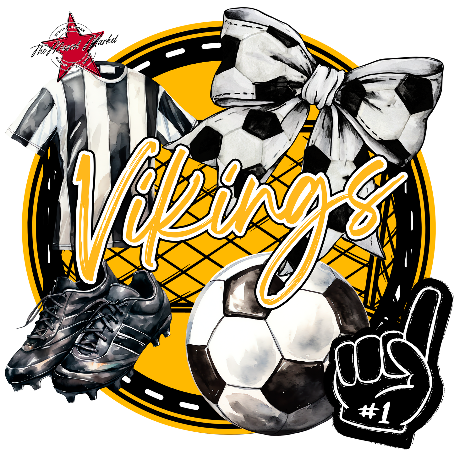 Vikings Circle Soccer Design-Yellow