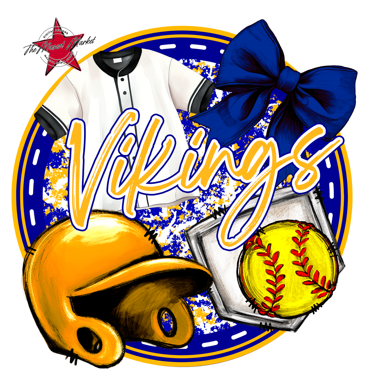 Vikings Circle Softball Design-Blue-Yellow