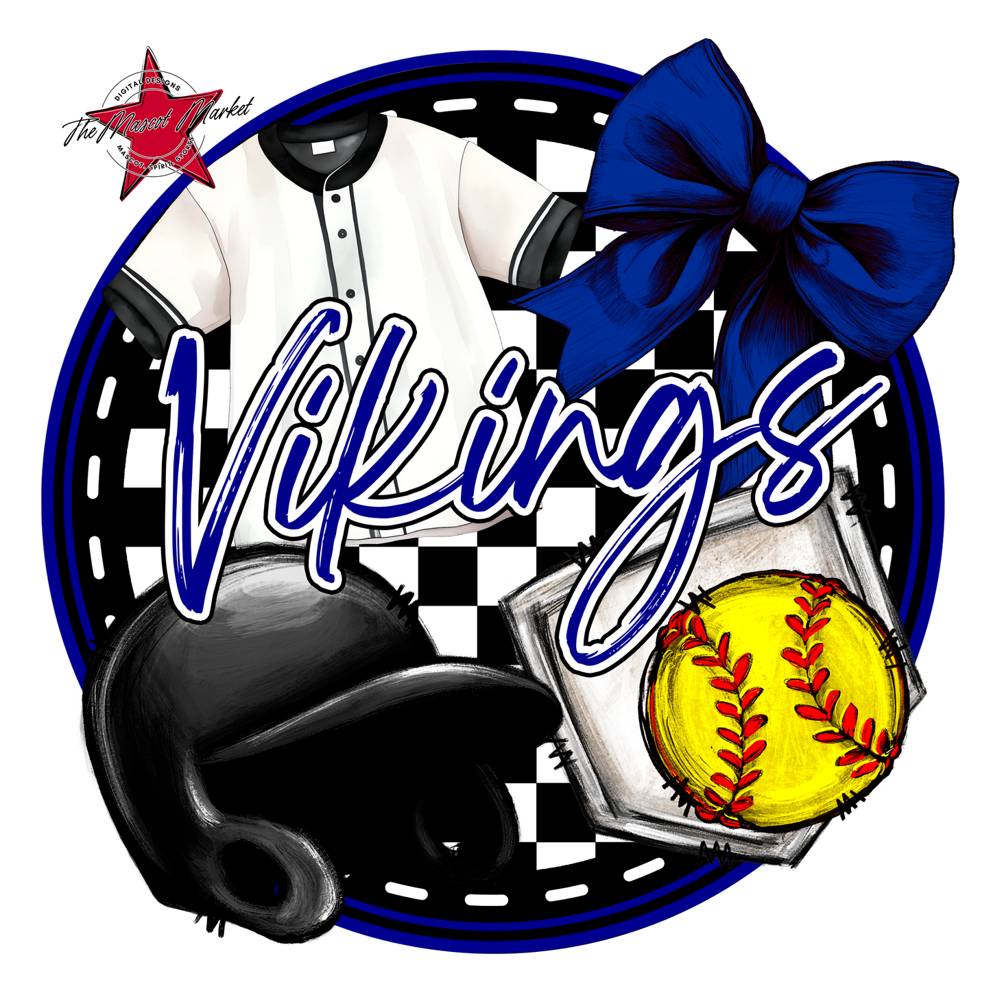 Vikings Circle Softball Design-Blue