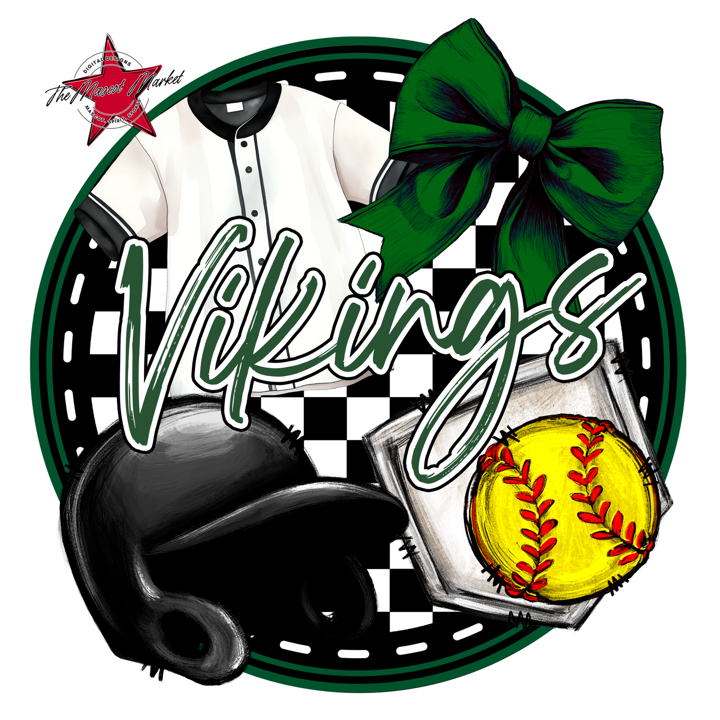 Vikings Circle Softball Design-Green
