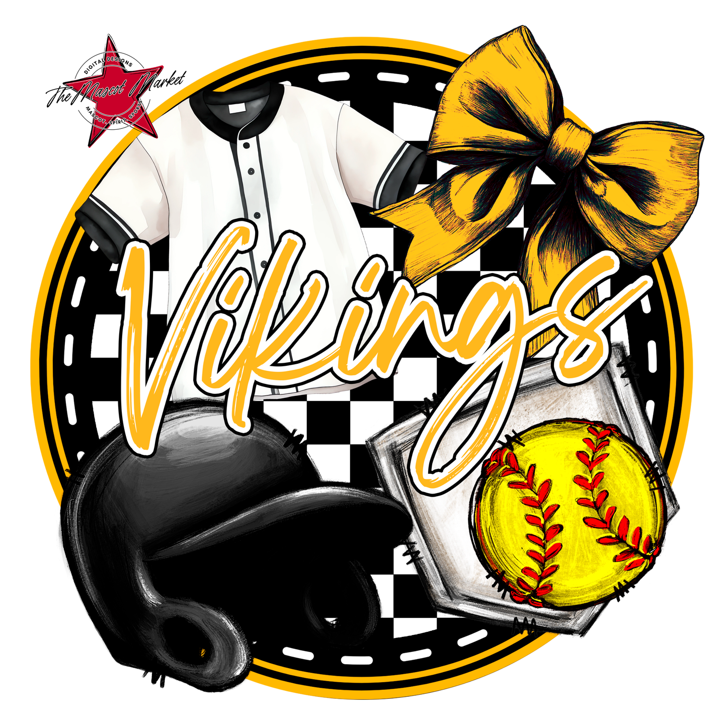 Vikings Circle Softball Design-Yellow