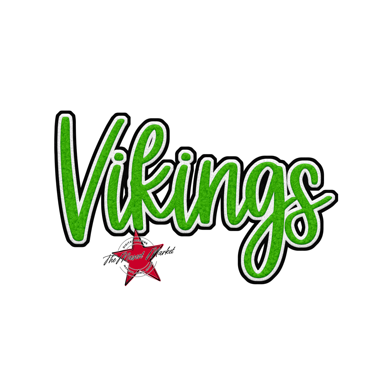 Vikings Faux Chenille Patch-Bright Green