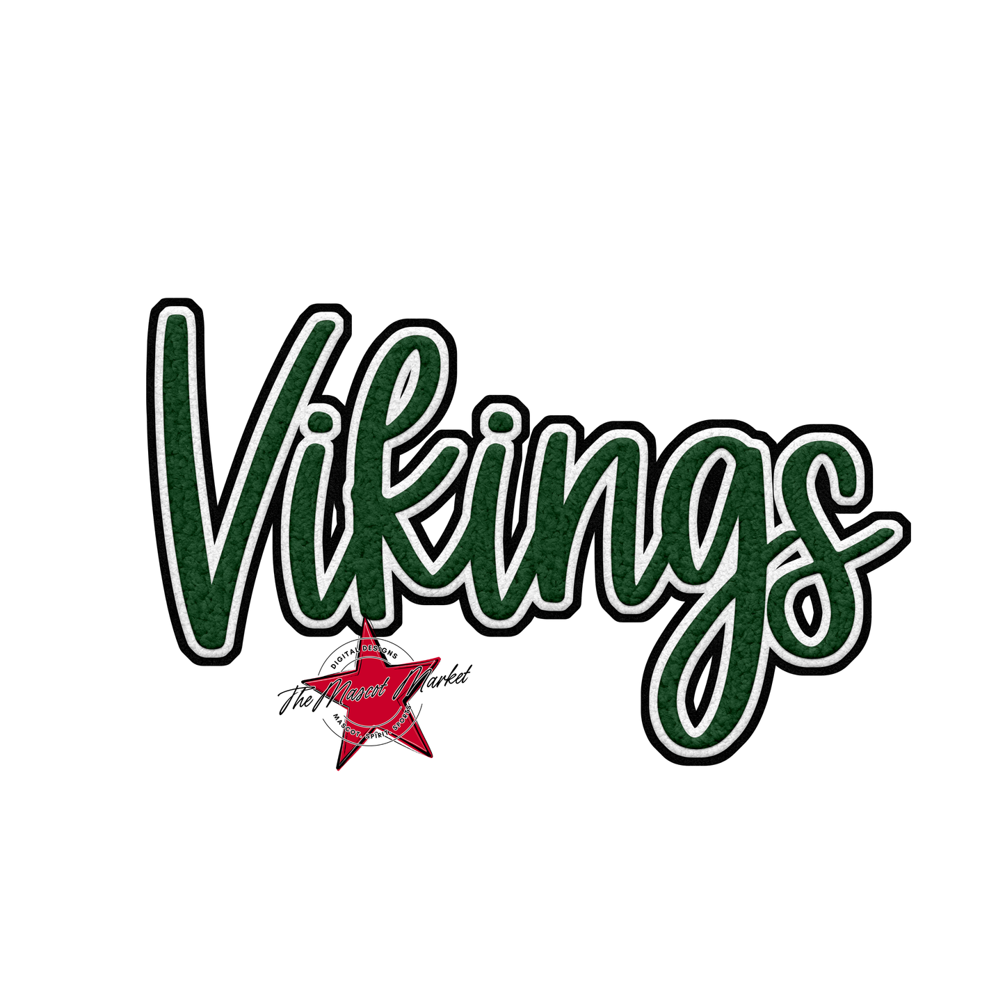 Vikings Faux Chenille Patch-Green