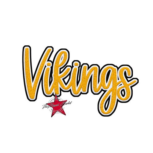Vikings Faux Chenille Patch-Yellow
