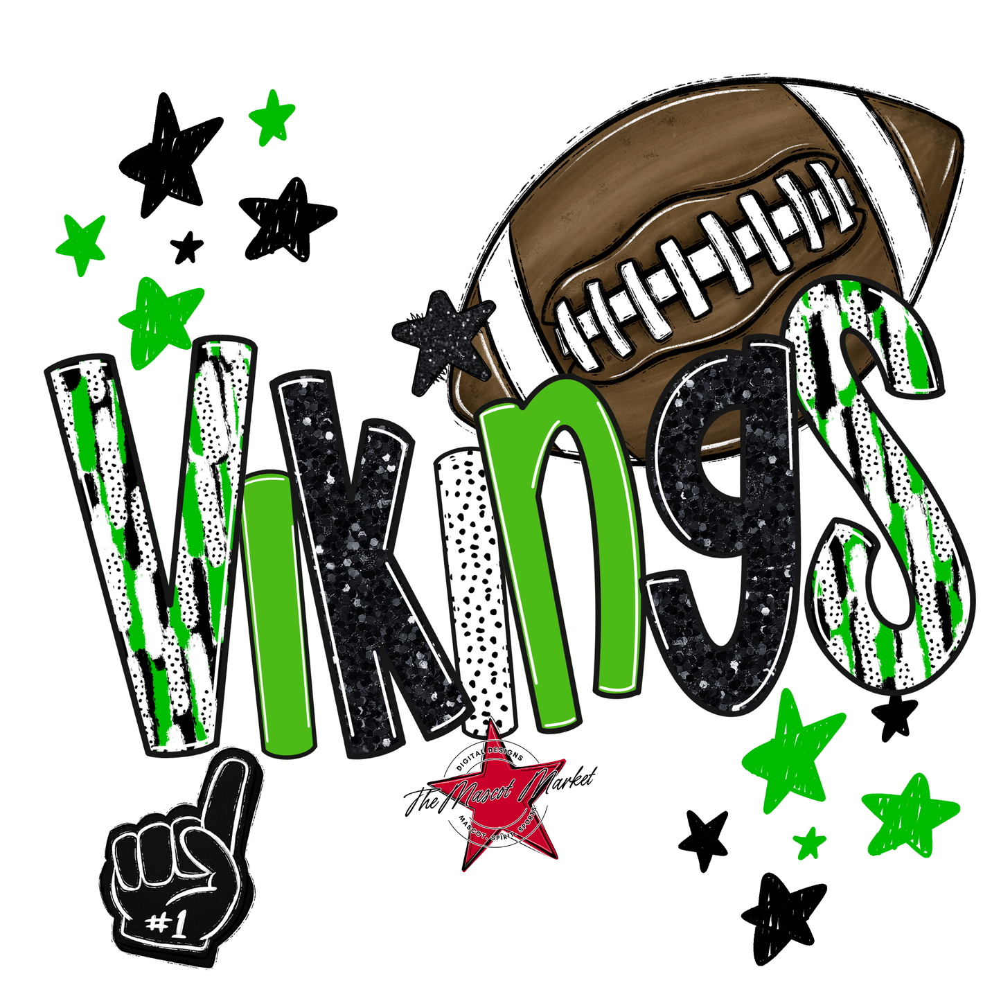 Vikings Football Scrape-Bright Green