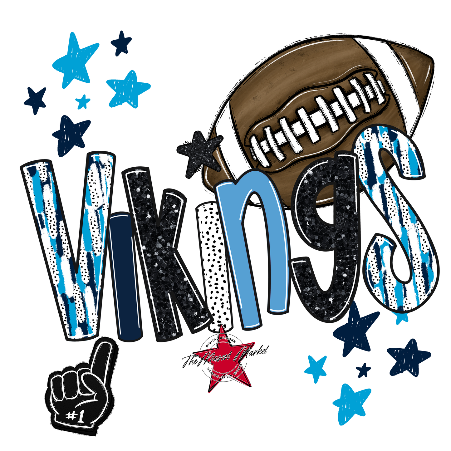 Vikings Football Scrape-Navy-Carolina Blue