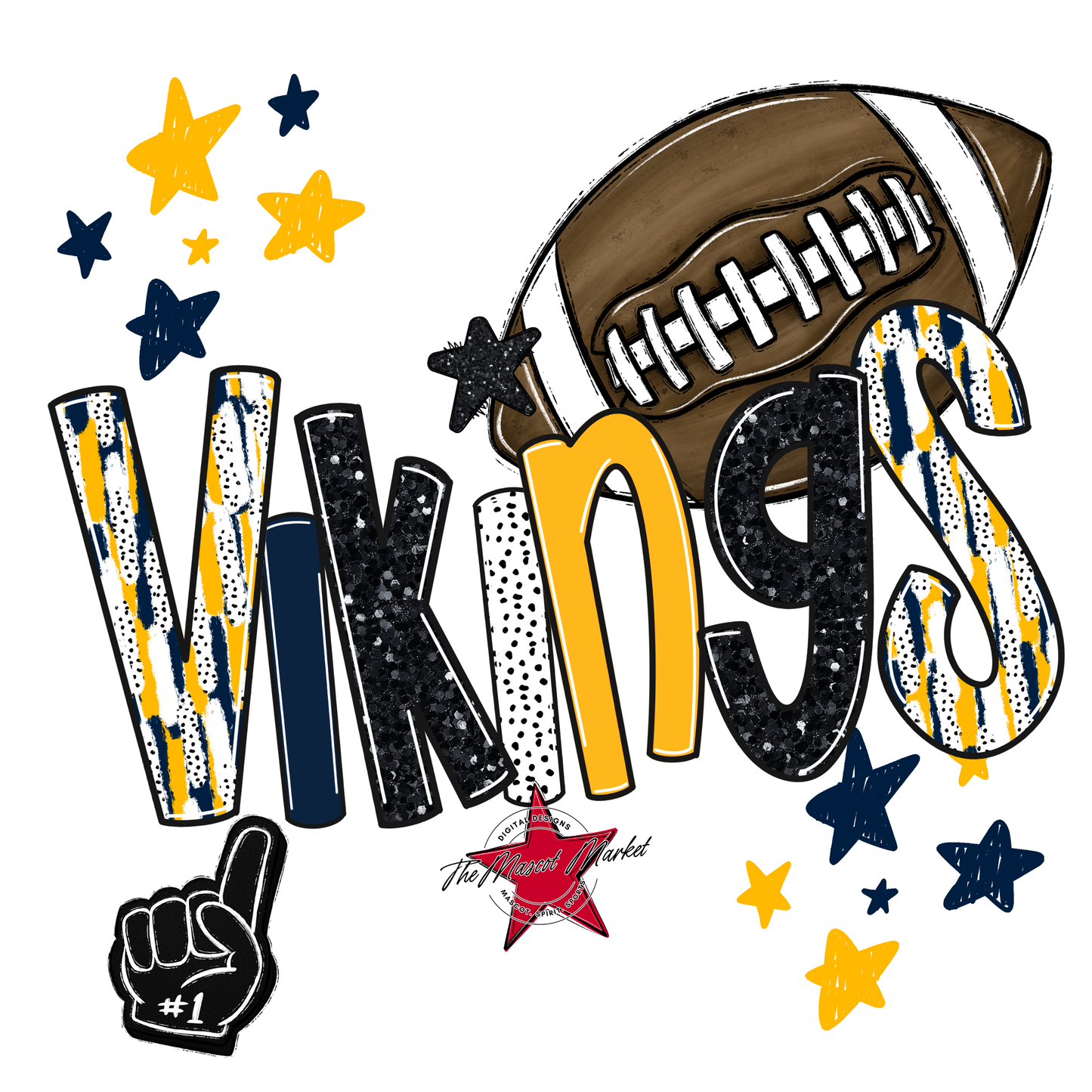 Vikings Football Scrape-Navy-Yellow