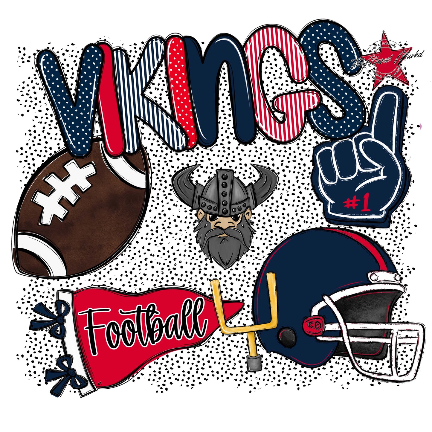 Vikings Football Spirit-Navy & Red