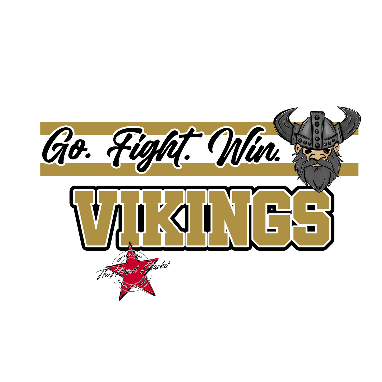 Vikings Go Fight Win Mascot Lines-Gold