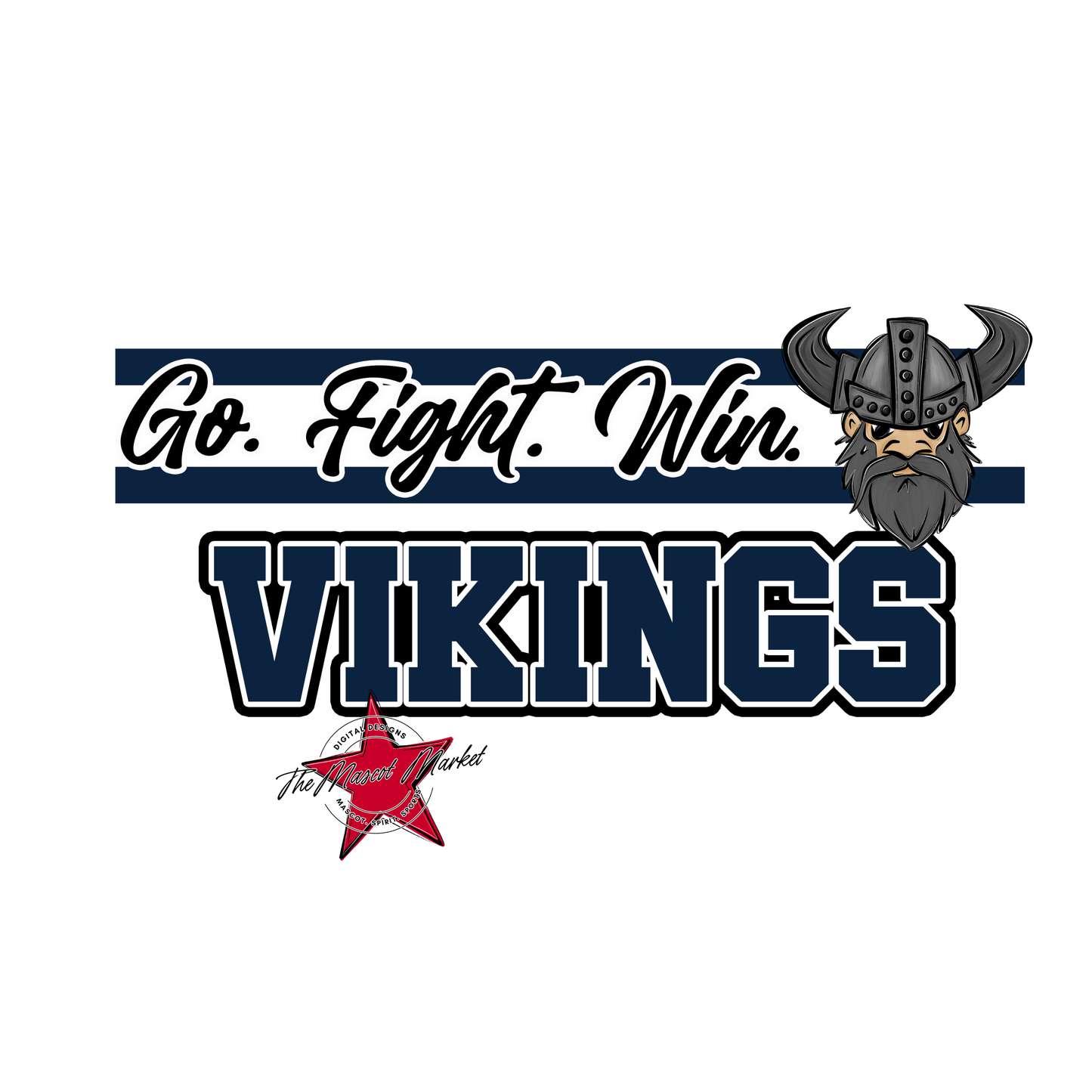Vikings Go Fight Win Mascot Lines-Navy