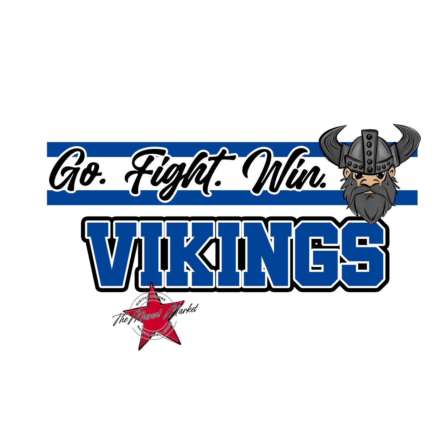 Vikings Go Fight Win Mascot Lines-Off Blue