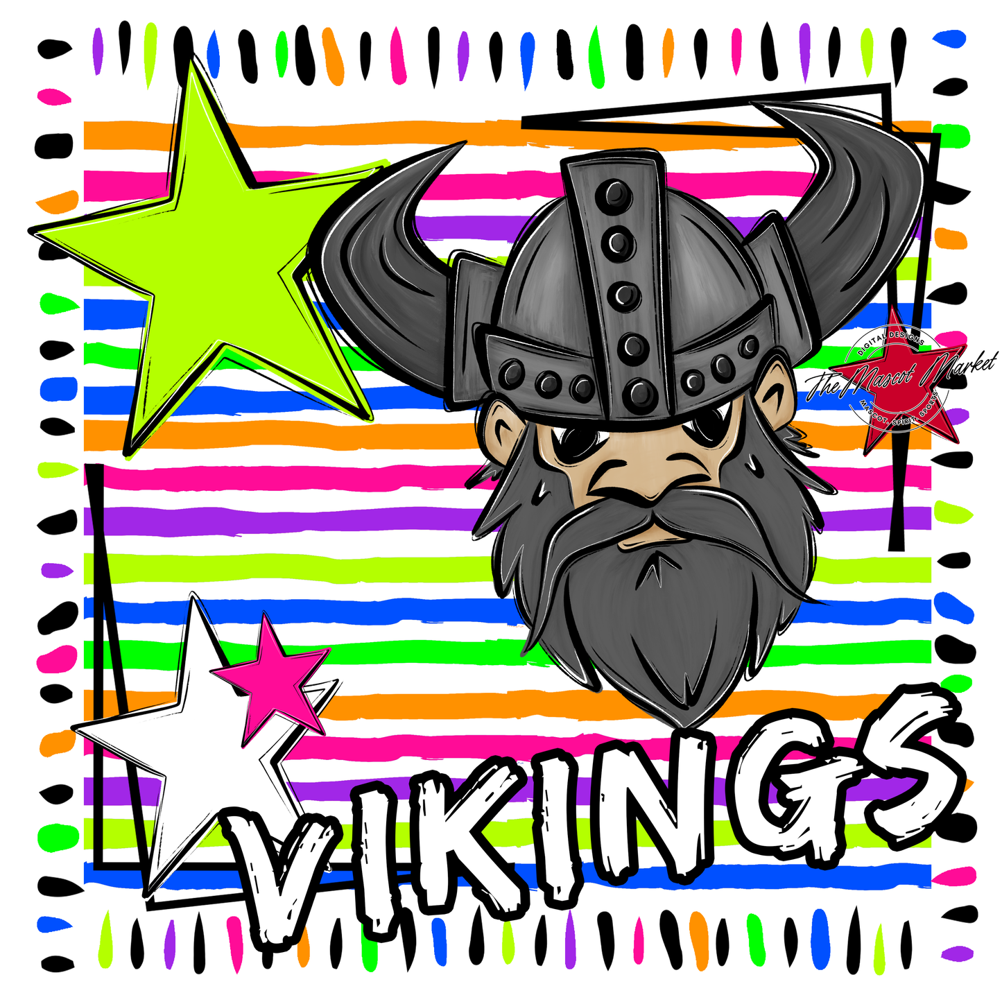 Vikings Mascot Frame-Neon White