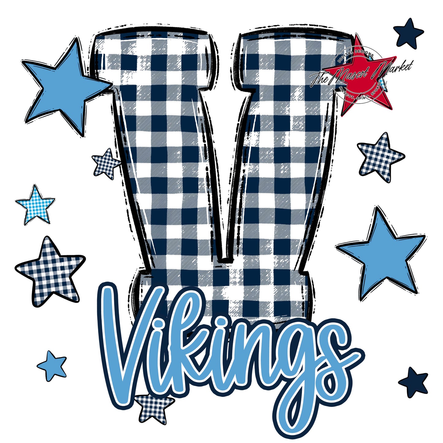 Vikings Plaid Star Design-Navy & Carolina Blue
