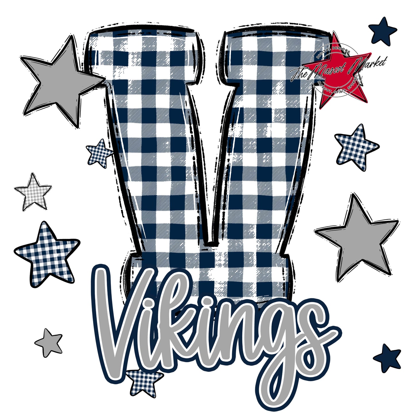 Vikings Plaid Star Design-Navy & Grey