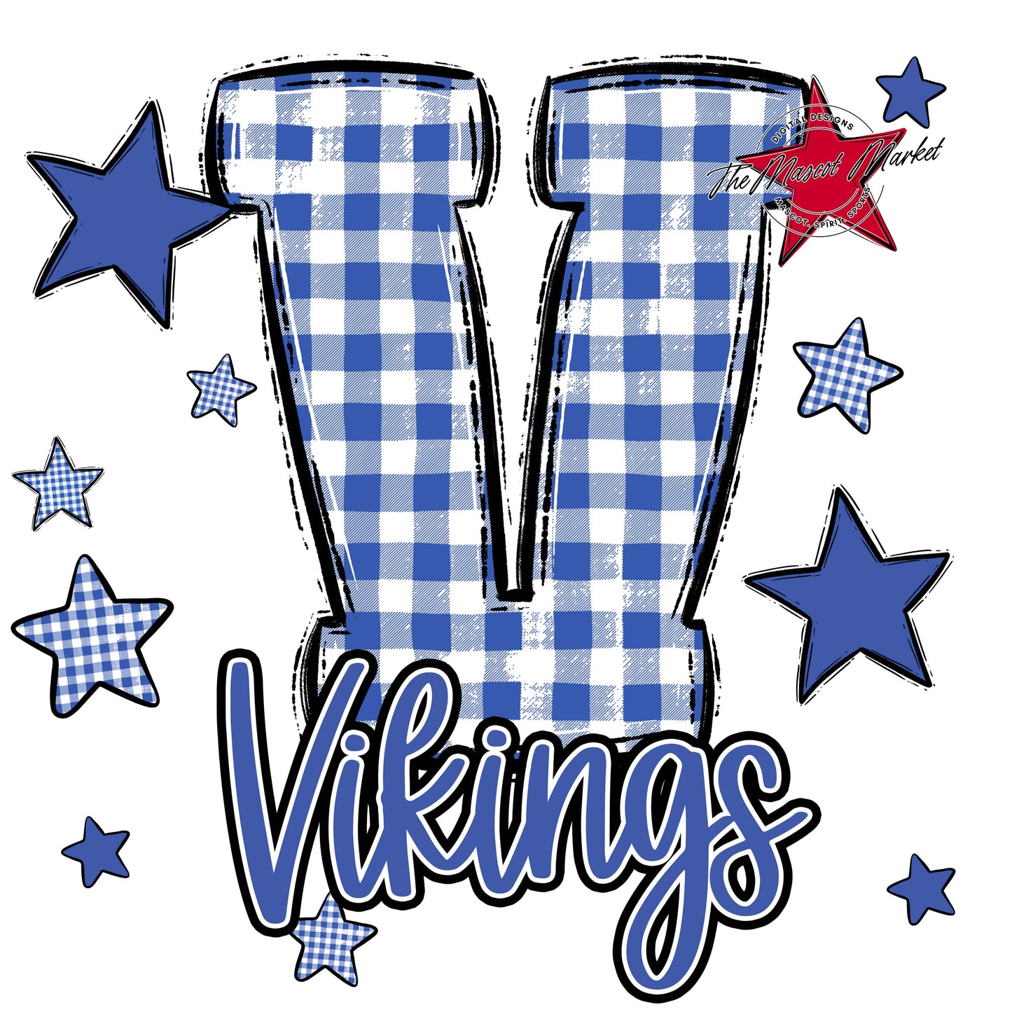 Vikings Plaid Star Design-Off Blue