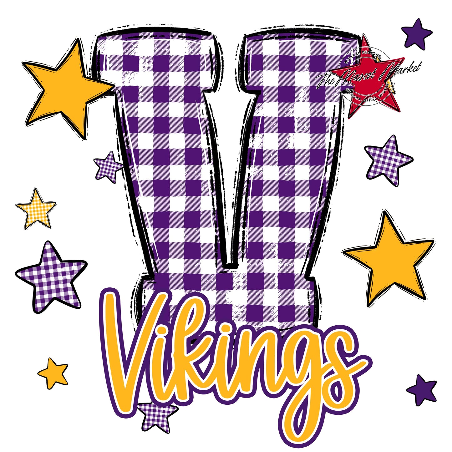 Vikings Plaid Star Design-Purple & Yellow
