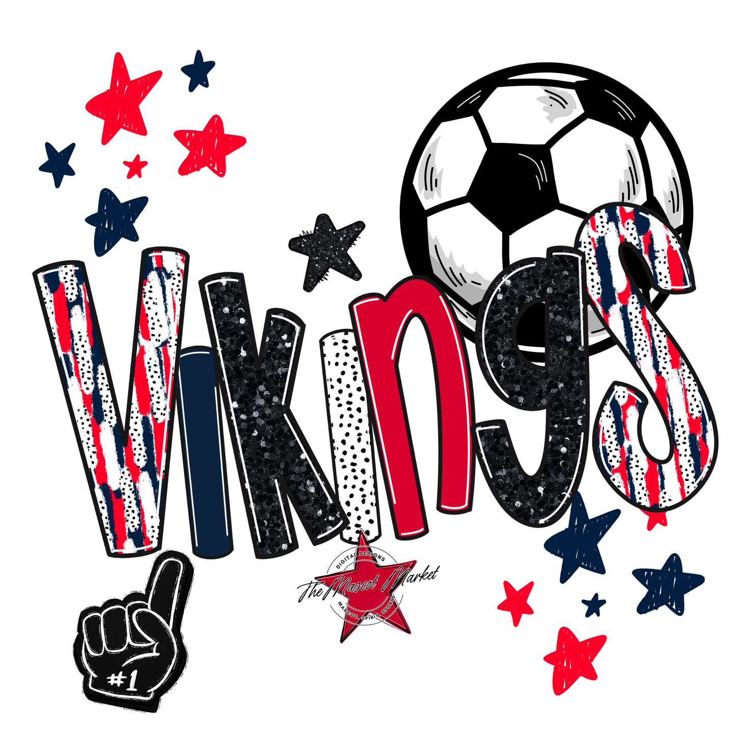 Vikings Soccer Scrape-Navy-Red