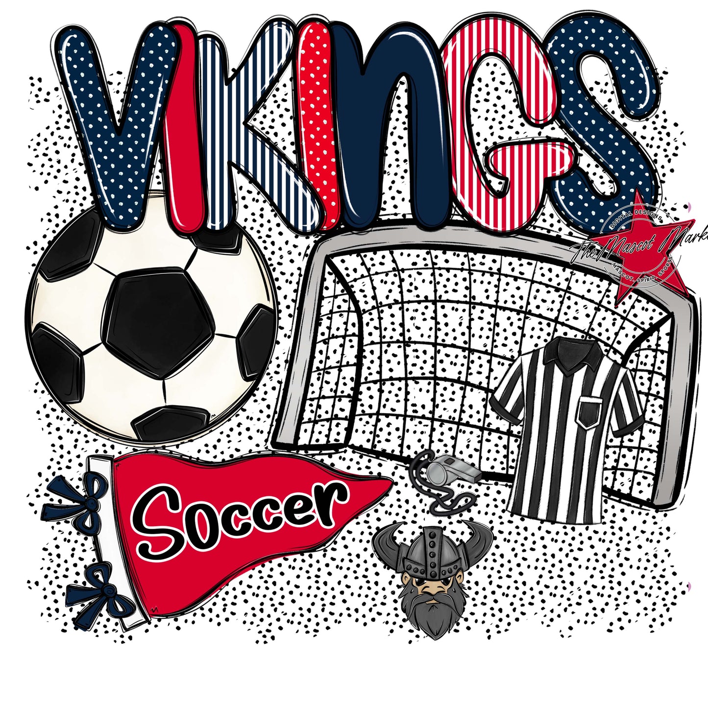 Vikings Soccer Spirit-Navy & Red