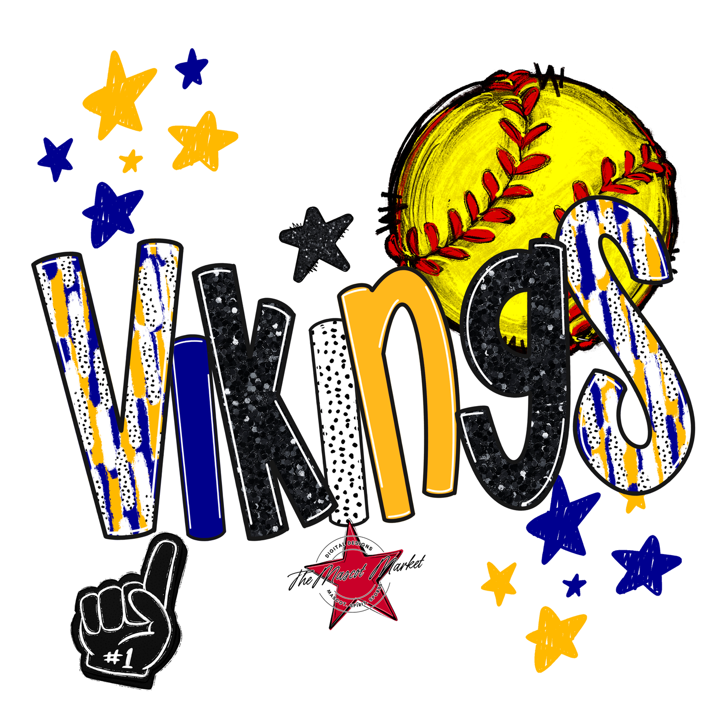 Vikings Softball Scrape-Blue-Yellow